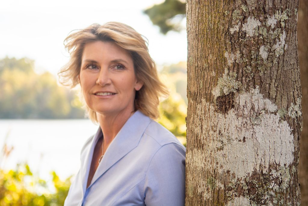 Amy Stern beside a lake in Berkeley County